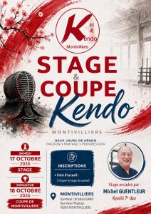 Affiche du stage et de la coupe de kendo de Montivilliers, 17 et 18 octobre 2026